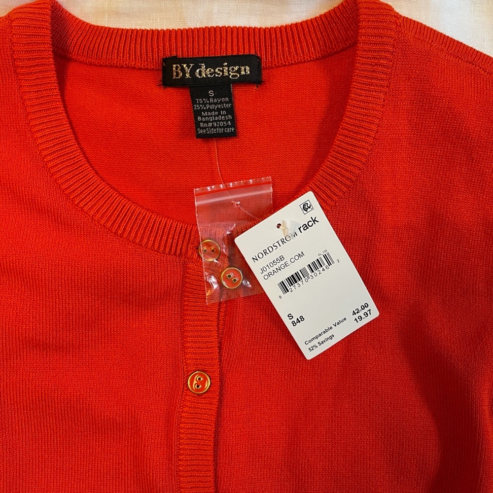 NWT ByDesign Cardigan, button-up, crew-neck, size S - Picture 3 of 6